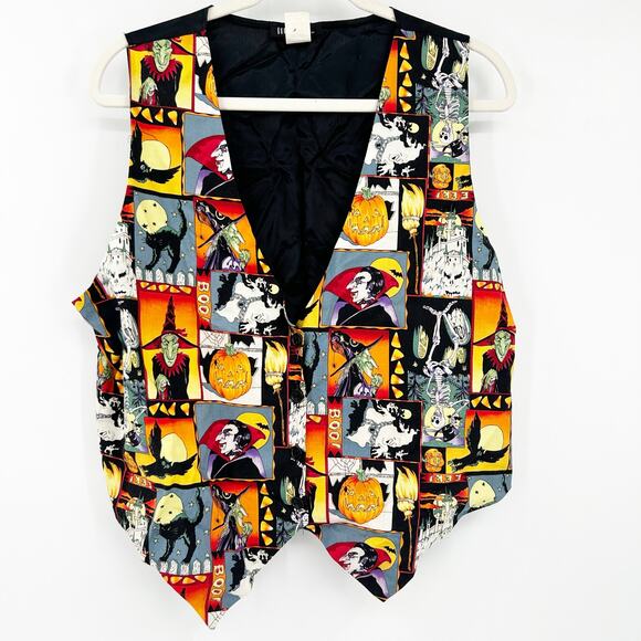 111 Main Womens Vintage Ghost Vampire Witch Spooky Halloween Teacher Vest Size L - Picture 1 of 6